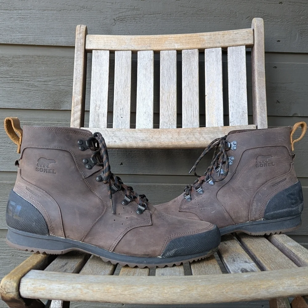 Sorel Men's Ankeny Mid Hiker Boot Brown Leather Size 14